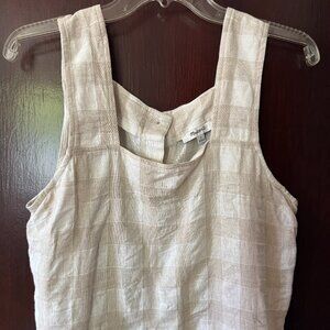 Gingham square neck linen tank